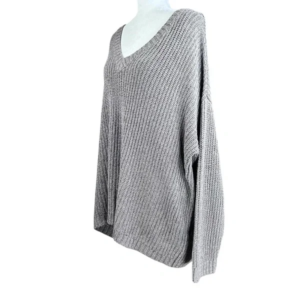 Soft Surroundings V-neck Ribbed Sweater Oversized Slouchy Cozy Relaxed - Picture 4 of 8